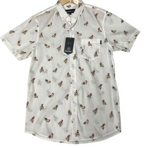 Molokai Christmas Pug‎ Button-Down Shirt Mens M White Holiday Party Novelty NWT